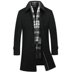 Misturas de lã masculina marca casaco longo moda masculina jaqueta de ervilha fino algodão jaquetas de inverno dos homens en casaco abrigo hombre 231017