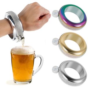 Bar Tools Creative Whiskey Bracelet Jug Hip Flask Stainless Steel Alcohol Bangle Camping Drinkware Birthday Party Women Girls Gifts 231018