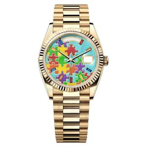 Ny modestil Rolx Designer Men Watch 8215 Movement Sapphire 36mm 41mm Watches 904l Rostfritt stål Vattentät lysande guld Montre julklapp Dagsdatum