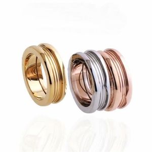 New Arrive Fashion Lady 316L Titanium steel Lettering Screw Thread Wedding Engagement 18K Gold Plated Narrow Rings 3 Color Size6-9262B