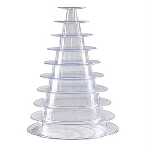 Smyckespåsar Väskor 10 Tier Cupcake Holder Stand Round Macaron Tower Clear Cake Display Rack för bröllop födelsedagsfest dekor216b