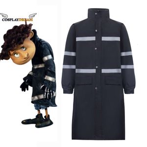 Costume cosplay CORALINE Coraline Wybie Lovat Costume cosplay Impermeabile nero Giacca di sicurezza riflettente per il carnevale di Halloween