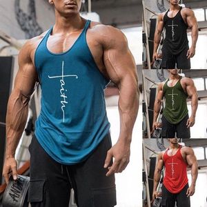 Ginásio tanque superior dos homens roupas de fitness musculação tanques topos verão para masculino sem mangas colete camisas plus size2799