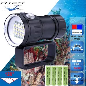 Flashlights Torches LED Diving Flashlight 20000Lumens 6 x XHP70 Underwater Lighting 100m Waterproof Tactical Torch For Pography Video Fill Light 231018