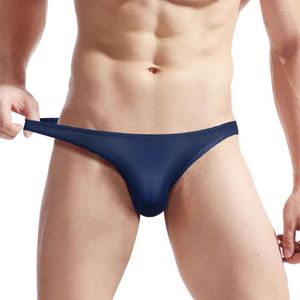 Mutande Uomo Biancheria intima erotica Slip traspiranti Pantaloncini Custodia Lingerie Pantaloni Pantaloni Maglia di seta ghiacciata Morbido perizoma rigonfio maschile