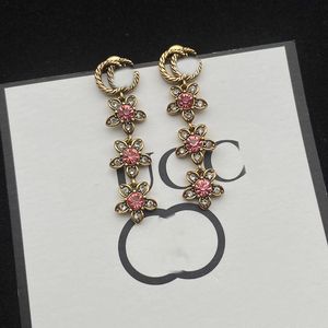 lettere di lusso di marca collane con ciondolo firmate retro vintage in rame dasiy collana con ciondoli a fiori bracciali orecchini con gioielli in cristallo rosa