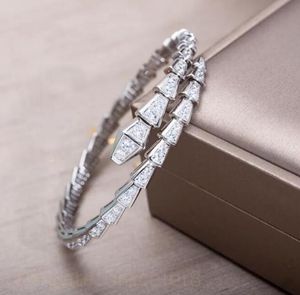 Luxus Designer Silber Schlange Armbänder Bambus Knochen Armbänder Für Frauen Einstellbare Serpentin Marke Voller Diamanten Armband hohe qualität armband schmuck geschenk