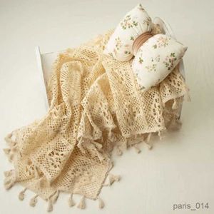 Filtar Nyfödda Baby Props Filtar Vintage Tassel Filt för korgfyllmedel Fotofotografering Ornamenttillbehör