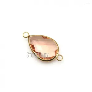 Collane con ciondolo PC16161 Connettore con castone a goccia in cristallo arancione sfaccettato rosa acqua 25x14 mm