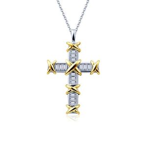 2020 New ArrivicユニークなINS Luxury Jewelry 925 Sterling Silver Princess Cut Topaz Cross Pendant Party Women Wedding Link Chain Nec2599