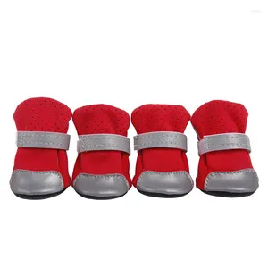 Dog Apparel 4pcs Thick Warm Pet Shoes Breathable Reflective Kitten Puppy Sneakers Anti-slip Rain Snow Boots Footwear For Small Dogs Cats