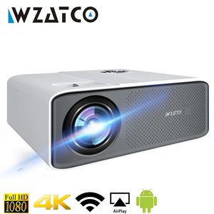 WZATCO C5A LED-Projektor 4K Smart Android WIFI 19201080P Proyector Heimkino 3D Media Video Player 6D Keystone Game Beamer 231018