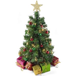 Рождественские украшения 23-дюймовый настольный мини-елочный набор со звездой Treetopper, украшенный подарочными коробками, подвесные украшения, настольная сосна 231017
