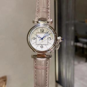 Luxusuhr Luxury Tasarımcı İzle Moda Kadınlar 35mm Paslanmaz Çelik Deri Kayış İthal Kuvars Hareket Su Geçirmez İzle Yüksek Kalite Montres Montres de Luxe