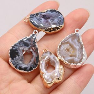 Colares Pingente Natural Gemstone Ágata Forma Irregular Preto Encantos Para Jóias Fazendo Suprimentos DIY Mulheres Colar Brincos