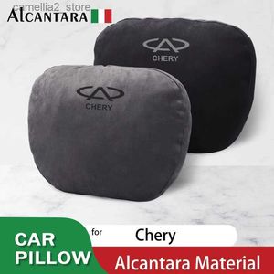 Poduszki siedziska Alcantara Car Headrest Szyja Poduszka Pamięć Bawełniane wnętrze dla Chery Jetour X70 EV Souast Dx8 2019 ~ 2022 Akcesoria podróży samochodem Q231018