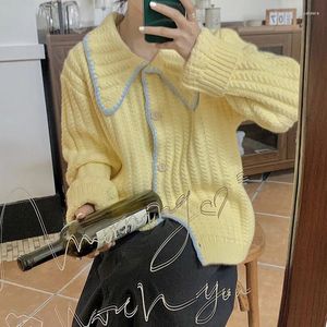 Kvinnors tröjor Spring Sweater Cardigan Sticked Jacka Lazy Style Japanese Loose and Thin Longeeved Top Korean 2023