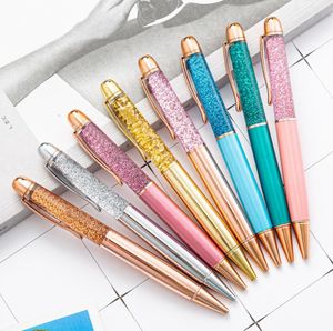 Quicksand Ballpoint Pen Gold Powder Ballpoints Dazzling Colorful Metal Crystal Student Writing Office Signature Pen Festival Gift SN4484