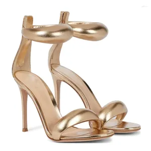 Dress Shoes 2024 Summer Women Sandals Gold Leather Ankle Strap High Heel Woman Big Size 42 Gladiator Sandal Stiletto