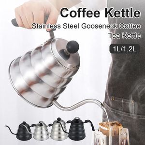 Coffee Pots 1L/1.2L Pour Over Coffee Kettle Stainless Steel Gooseneck Coffee Tea Kettle With Thermometer Rubber Handle Cloud Drip Kettle 231018