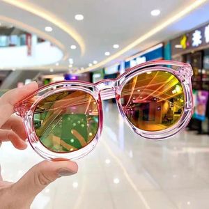 Óculos de sol 2023 crianças bonito dos desenhos animados redondo menino meninas vintage uv400 cores sem aro polarizado óculos de sol para crianças gafas de sol