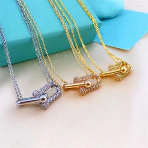 Pendant Necklaces Fashion Brand Silver Colour U Shaped Romantic Elegant Necklace Luxury Fine Jewelry Party For Women Famous Gift