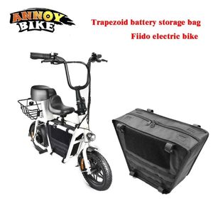 Сумки-корзины 1108 Fiido Bag Travel Electric Bike Трапециевидная утолщенная водонепроницаемая литиевая батарея для хранения батарей 1680D Ткань Оксфорд 230D подкладка 231017