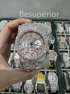 Luxury Moissanite Diamond Watch mrożone na zewnątrz designer męski zegarek dla mężczyzn zegarek wysokiej jakości automatyczny ruch Montre zegarki Orologio. Montre de Luxe i62