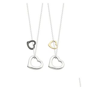 Anhänger-Halsketten Anhänger-Halsketten Womens Love Designer-Schmuck für Frauen Doppelherz-Halskette Komplette Marke als Hochzeit Weihnachtsgeschenk T Home Drop Ot3Cv 9H5Q