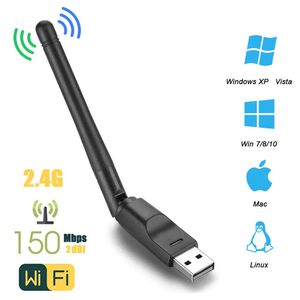 Localizadores de wifi 150mbps mt7601 placa de rede sem fio mini adaptador usb lan receptor dongle antena 80211 bgn para pc windows 231018