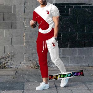Herrspårsperioder Fashion Sportswear Suit Set Jogging Tracksuit Clothes T Shirt Trouser 2 Piece Manlig överdimensionerad gata