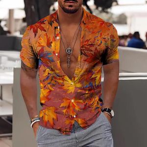 Camisas casuais masculinas vintage folha para homens manga curta topos 3d impressão roupas oversized todos os dias vestuário streetwear masculino camisa havaiana