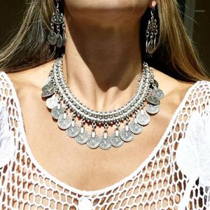 Vintage Boho Women Choker Necklace Coin Chain Statement Pendant Necklace For Women Weeding Party Jewelry Gifts1210k