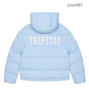 Parkas Trapstar London Decoded Hooded Puffer 2.0 Ice Blue Jacket Bordado Lettering Hoodie Casaco de inverno Treino trapstar blusão roupas da moda 0IEM