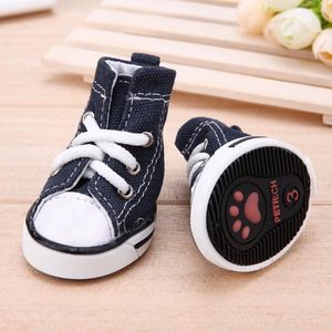 Abbigliamento per cani Scarpe per animali domestici Scarpe da ginnastica sportive in tela di jeans antiscivolo impermeabili Stivaletti Stivaletti antiscivolo