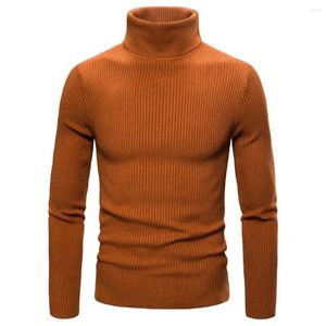 Herrtröjor Autumn Winter Turtleneck tröja manlig version avslappnad all-match långärmade ränder stickade