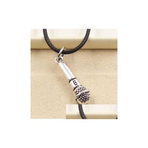 Anhänger Halsketten Verkaufen 20 Teile/los Tibetische Silber Mikrofon Halskette Choker Charms Anhänger Schwarz Leder Schmuck Halsketten Anhänger Dhgbx