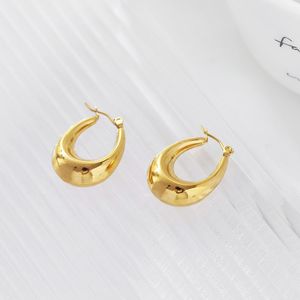 Позолоченные серьги-кольца из нержавеющей стали для женщин, полые геометрические U-образные круглые серьги, ювелирные изделия