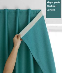 Curtain Hands-free Magnetic Window Blackout Curtains Easy Install Door Cortinas 99% Shading Magic Paste Curtain Sunscreen Room Cortinas 231018