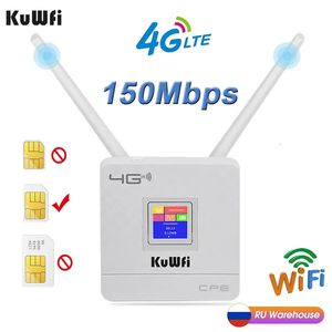Routery Kuwfi 4G LTE CPE WiFi Router CAT4 150 Mbps Wireless odblokowany SIM z zewnętrzną anteną Wanlan RJ45 231018