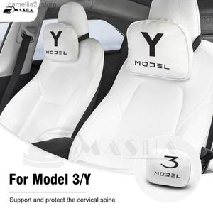 Seat Cushions Car Headrest Neck Pillow For Tesla Model Y Model 3 2016-2022 2023 Accessories Auto Car Seat Pillow Support Neck Rest Protector Q231018