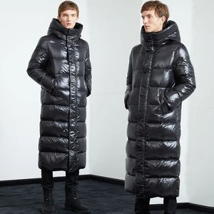 メンズダウンパーカーファッションブラックロングパーカプラスサイズ3xlジャケット2023フード付き冬コートメン光沢のある風の暖かいアウトウェアストリートウェア231017