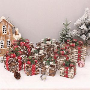 Dekoracje świąteczne 3PCS Dekoracja drzewa pudełko prezentowe wesoły na imprezę domową Navidad Santa Claus Boxes