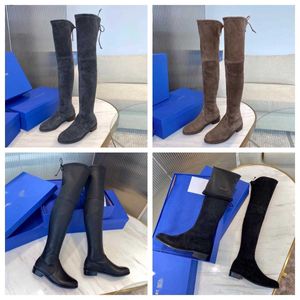 Designerskie buty damskie Obcasy uda wysokie buty Wysokiej jakości stretch faux zamsz butów kobieta Stuart Avenue City Boot Weitzman