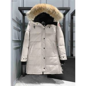 Designer feminino canadense ganso meados de comprimento versão puffer jaqueta para baixo parkas inverno grosso casacos quentes das mulheres à prova de vento streetwear839