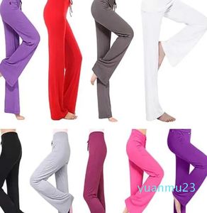 Pantaloni da yoga da donna con coulisse estivi Taglia Ps Sport Activewear Pantaloni larghi elasticizzati Assorbimento dell'umidità Pantaloni leggeri a gamba svasata modale viola Yeow rosso