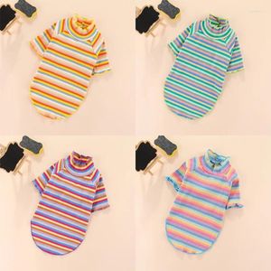Dog Apparel Influencer Recommend Teddy Puppy Clothes Fashion Colourful Striped Thin Cotton Undershirt Summer For Small Dogs Pug Clothing