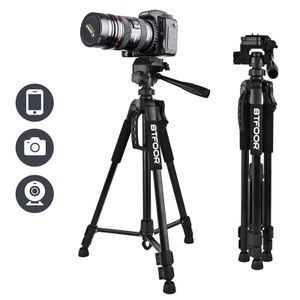 Tripods 55 140CM Travel Digital Camera Tripod Professional Aluminum Tall Phone Stand With Quick Plates Mount Pan Head For DSLR SLR 231018