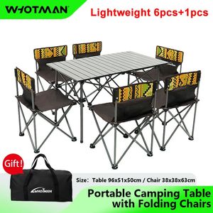 Camp Furniture Wman 73012 Outdoor Folding Table Chair Camping Set Portable BBQ Picnic Table Waterproof Foldable Durable Folding Table Desk 231018