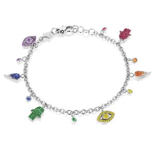 2019 girl women fashion jewelry 15 4cm extend chain colorful lovely cute charm hamsa hand evil eye 2019 summer bracelet263O